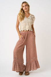 Driftvale Lace Hem Gauze Pants - Westly
