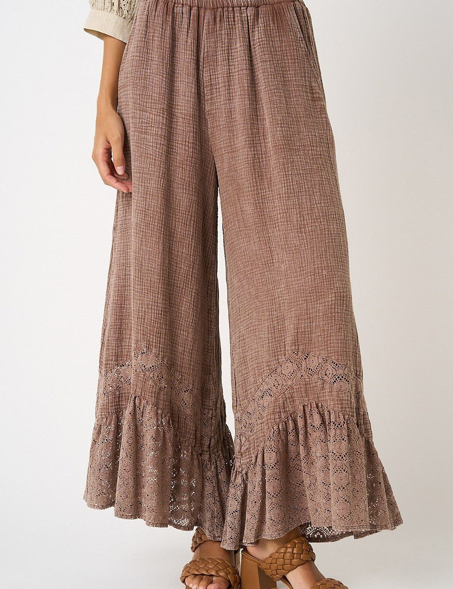 Driftvale Lace Hem Gauze Pants - Westly