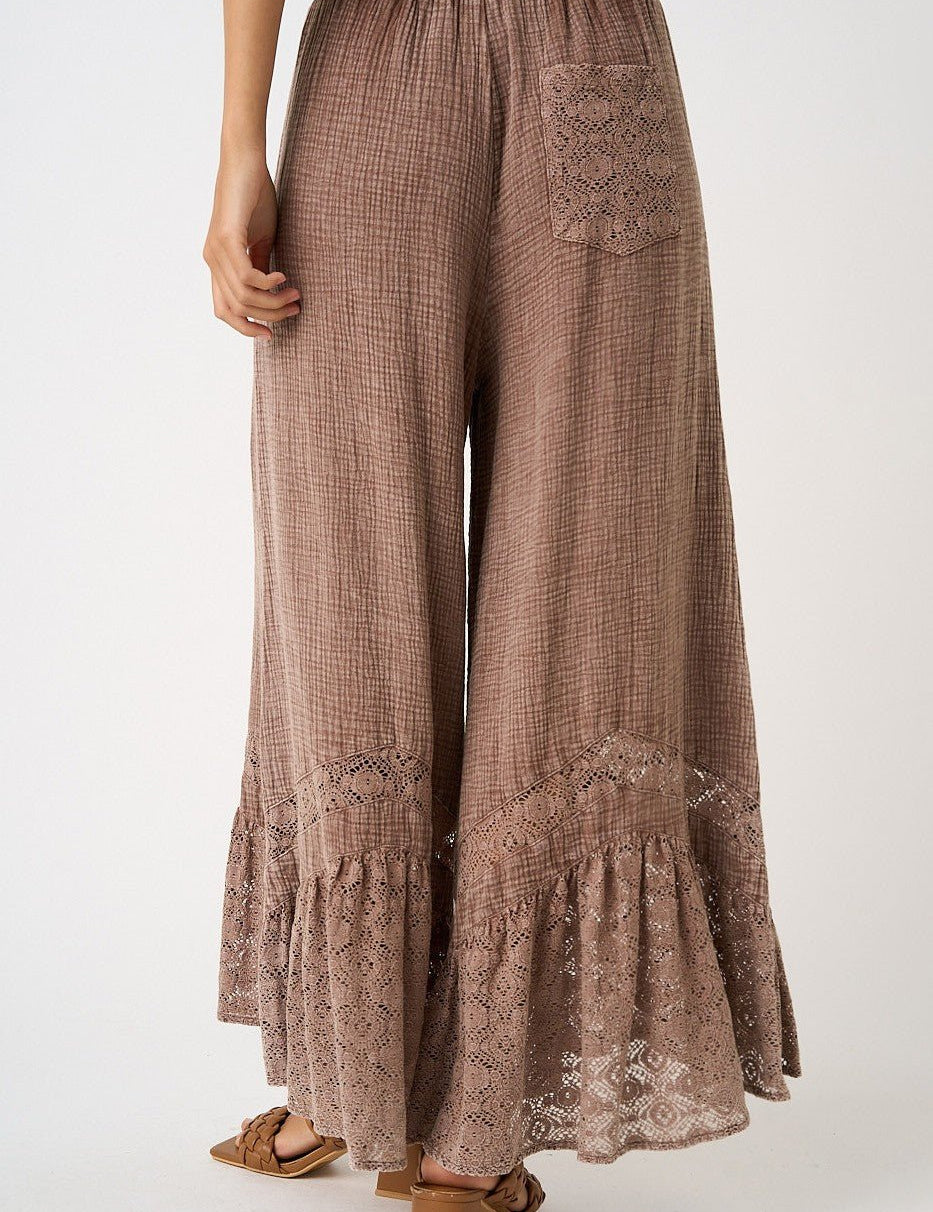 Driftvale Lace Hem Gauze Pants - Westly