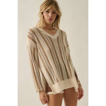 Driftwood Crochet - Knit Oversized V - Neck Sweater - Westly