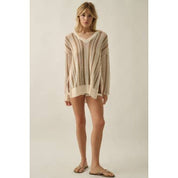 Driftwood Crochet - Knit Oversized V - Neck Sweater - Westly