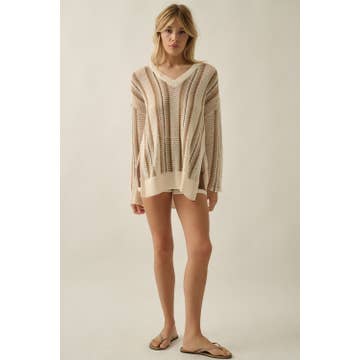 Driftwood Crochet - Knit Oversized V - Neck Sweater - Westly