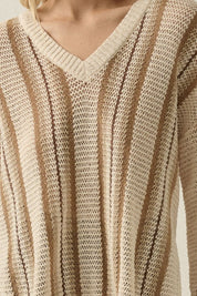 Driftwood Crochet - Knit Oversized V - Neck Sweater - Westly