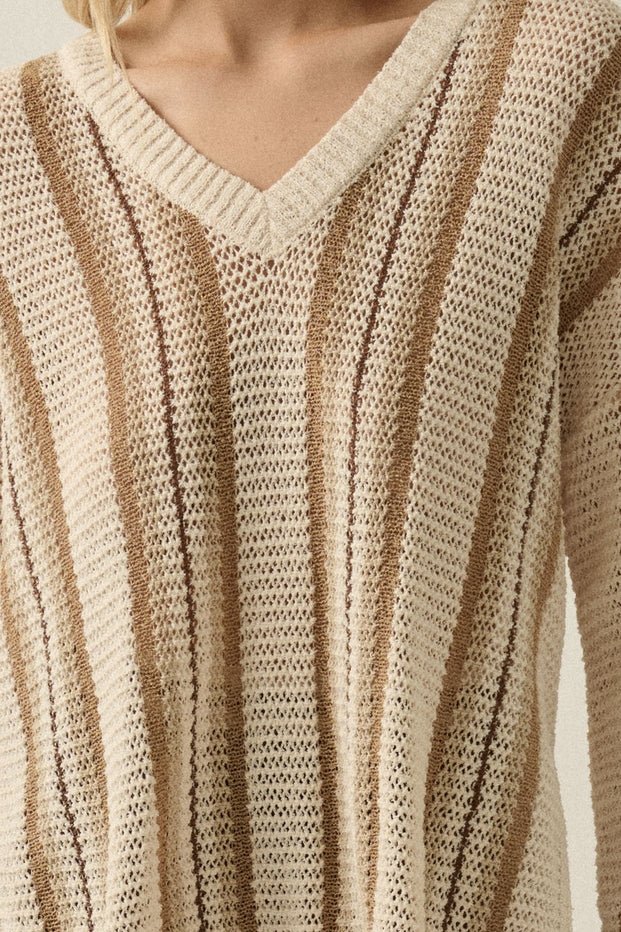 Driftwood Crochet - Knit Oversized V - Neck Sweater - Westly