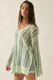 Driftwood Crochet - Knit Oversized V - Neck Sweater - Westly