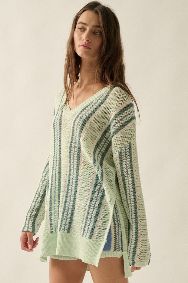 Driftwood Crochet - Knit Oversized V - Neck Sweater - Westly