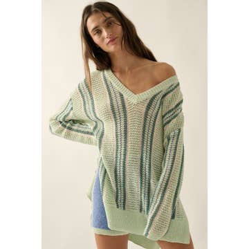 Driftwood Crochet - Knit Oversized V - Neck Sweater - Westly