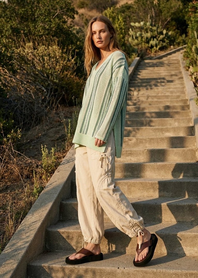 Driftwood Crochet - Knit Oversized V - Neck Sweater - Westly