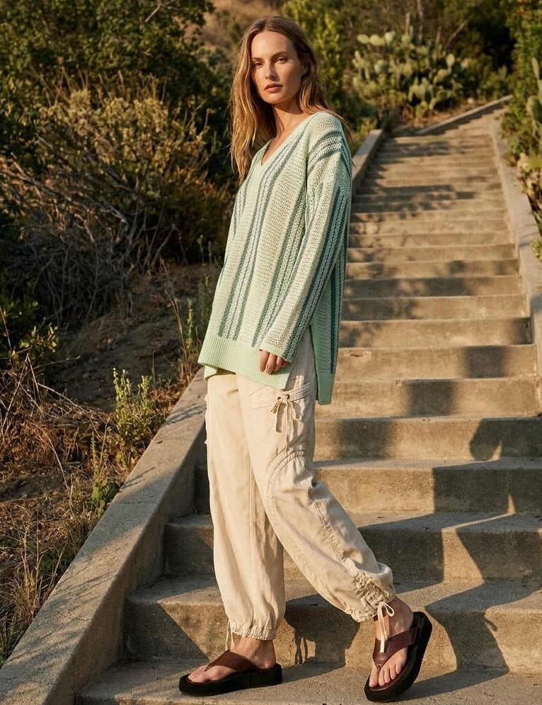 Driftwood Crochet - Knit Oversized V - Neck Sweater - Westly