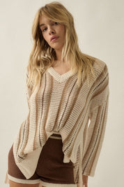Driftwood Crochet - Knit Oversized V - Neck Sweater - Westly