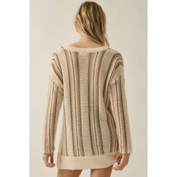 Driftwood Crochet - Knit Oversized V - Neck Sweater - Westly