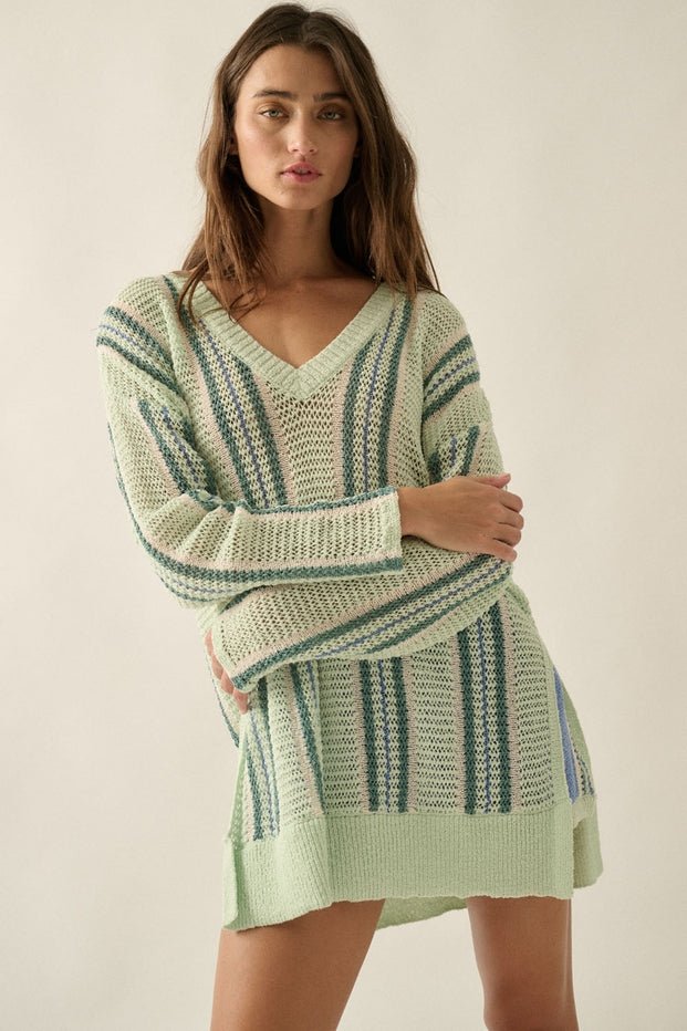 Driftwood Crochet - Knit Oversized V - Neck Sweater - Westly