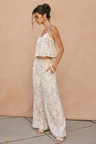 Driftwood Dreams Decorative Waist Wide Leg Pants - Westly