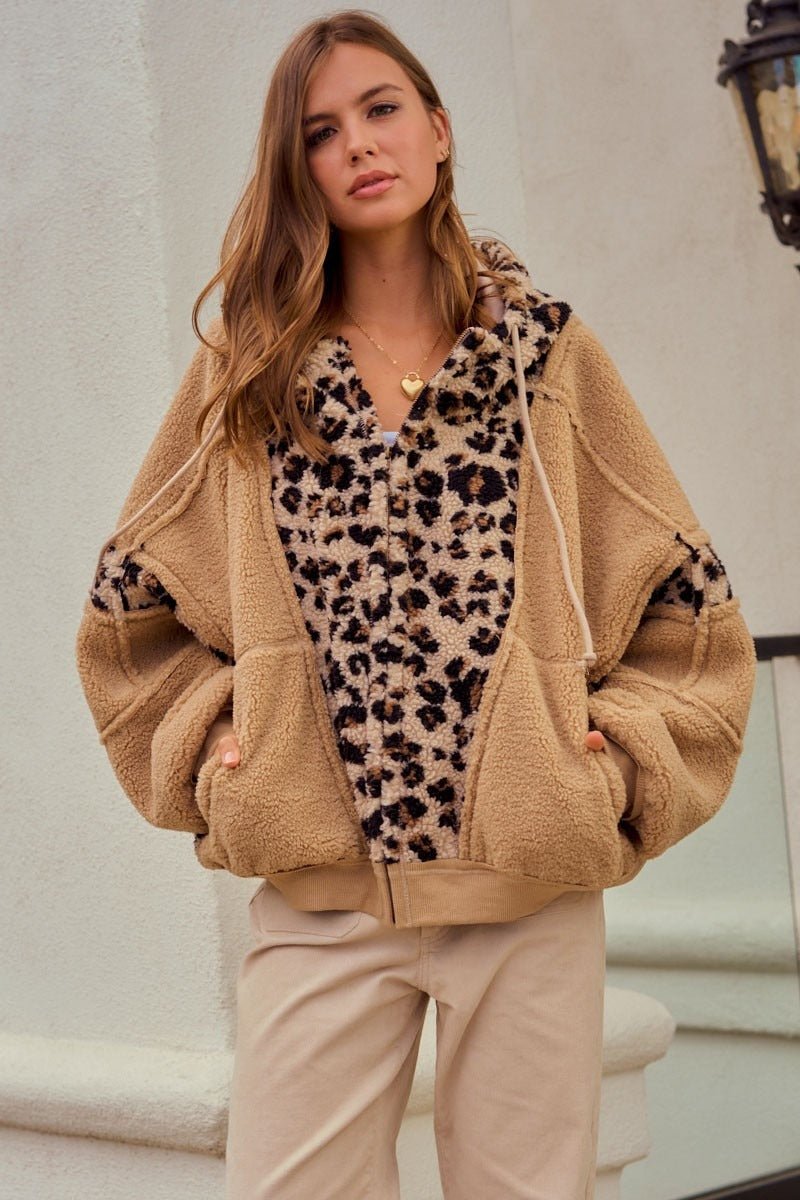 Driggs Leopard Sherpa Zip-Up Hoodie - Westly