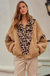 Driggs Leopard Sherpa Zip-Up Hoodie - Westly