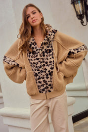 Driggs Leopard Sherpa Zip-Up Hoodie - Westly