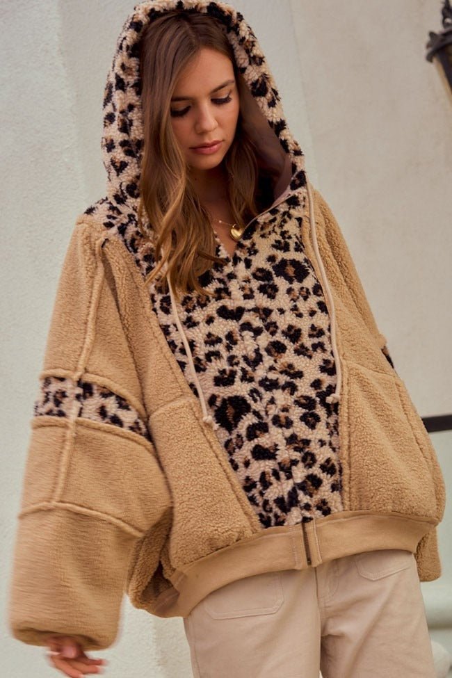 Driggs Leopard Sherpa Zip-Up Hoodie - Westly