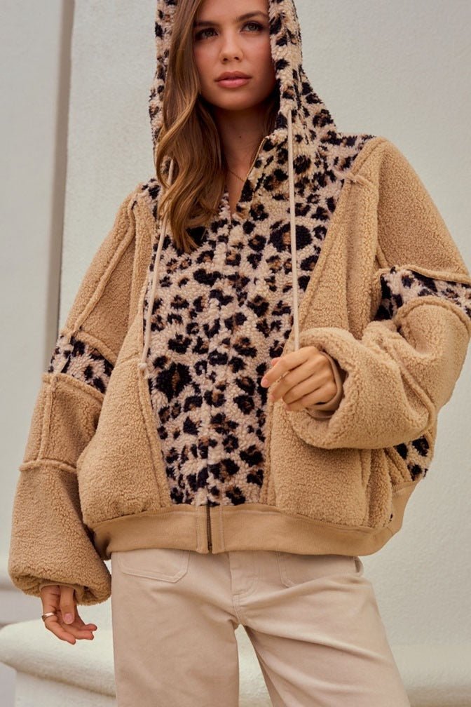Driggs Leopard Sherpa Zip-Up Hoodie - Westly