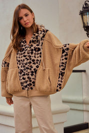 Driggs Leopard Sherpa Zip-Up Hoodie - Westly