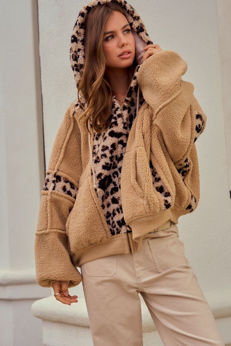 Driggs Leopard Sherpa Zip-Up Hoodie - Westly