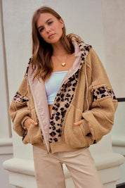 Driggs Leopard Sherpa Zip-Up Hoodie - Westly