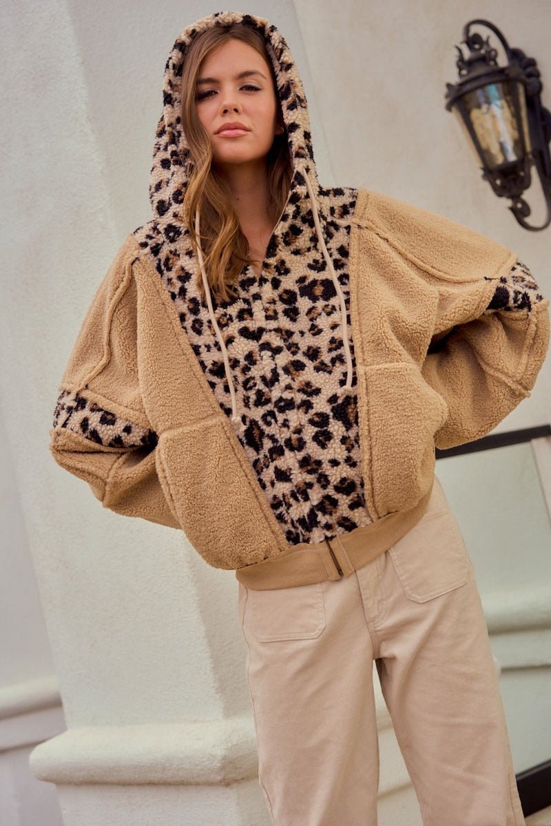 Driggs Leopard Sherpa Zip-Up Hoodie - Westly