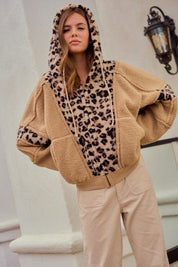 Driggs Leopard Sherpa Zip-Up Hoodie - Westly