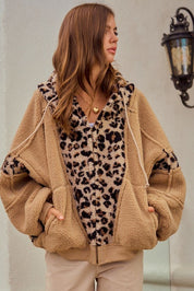 Driggs Leopard Sherpa Zip-Up Hoodie - Westly