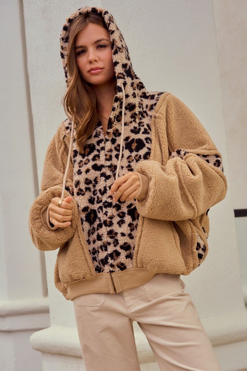 Driggs Leopard Sherpa Zip-Up Hoodie - Westly