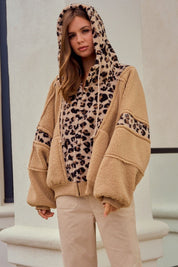 Driggs Leopard Sherpa Zip-Up Hoodie - Westly