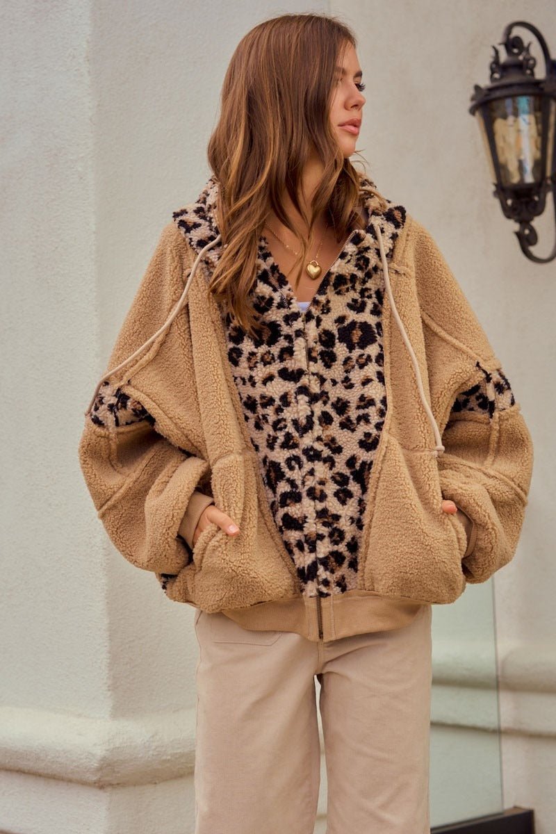 Driggs Leopard Sherpa Zip-Up Hoodie - Westly