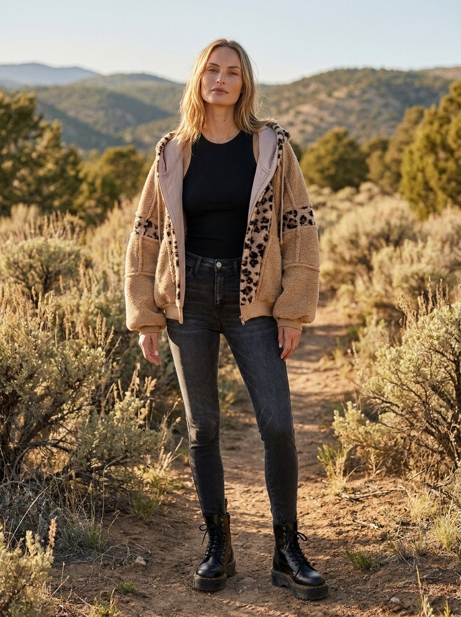 Driggs Leopard Sherpa Zip-Up Hoodie - Westly