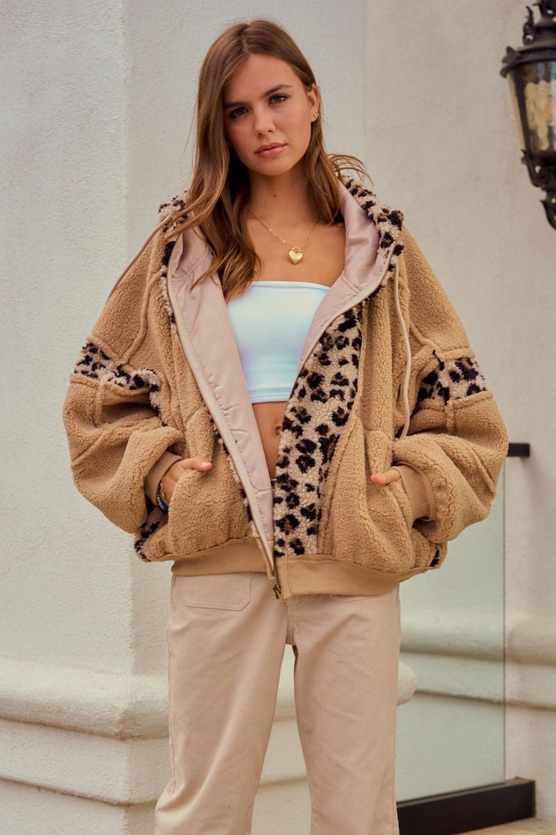 Driggs Leopard Sherpa Zip-Up Hoodie - Westly