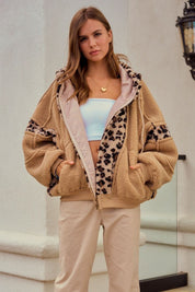Driggs Leopard Sherpa Zip-Up Hoodie - Westly