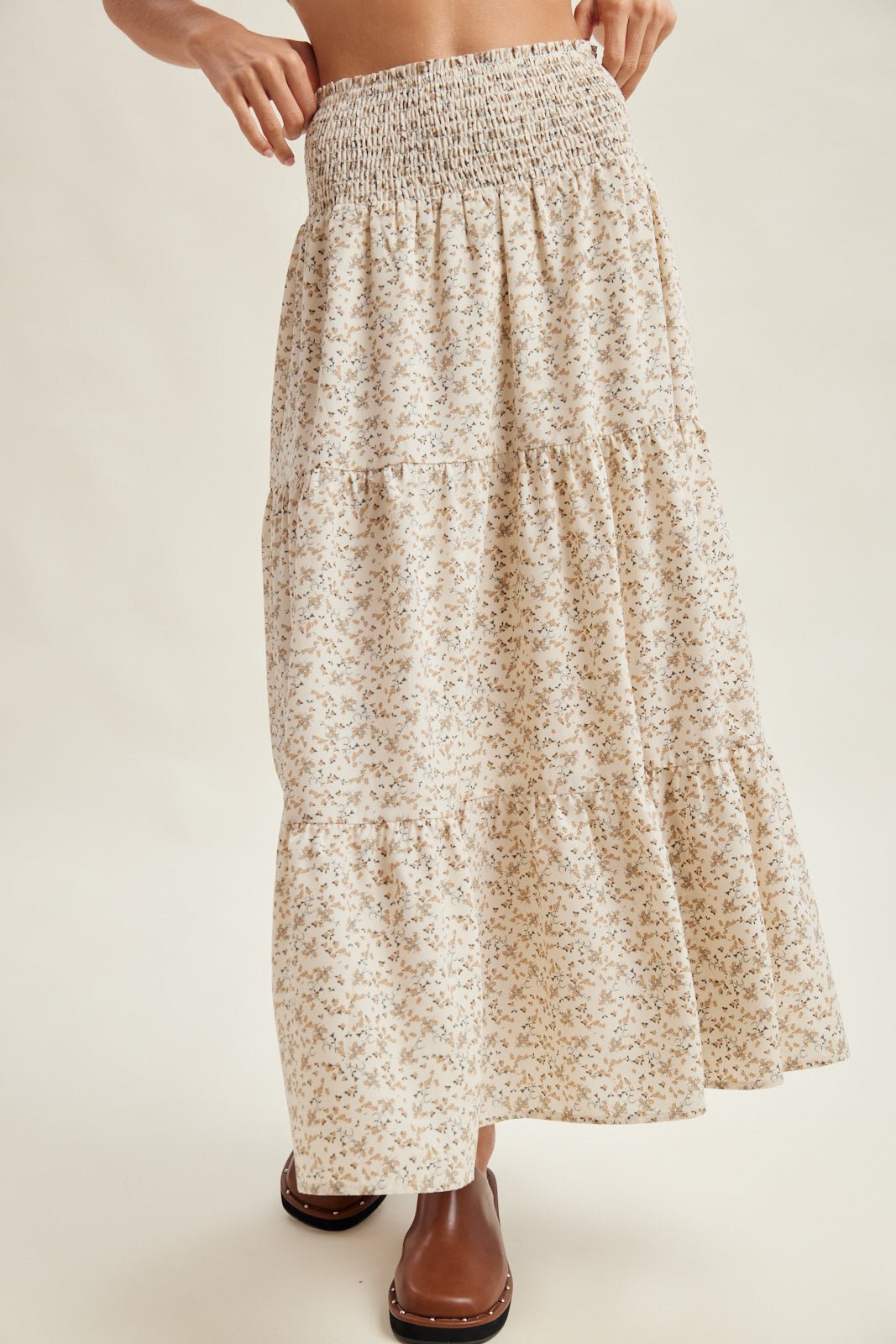 Dustlight Smocked Tiered Midi Skirt - Westly