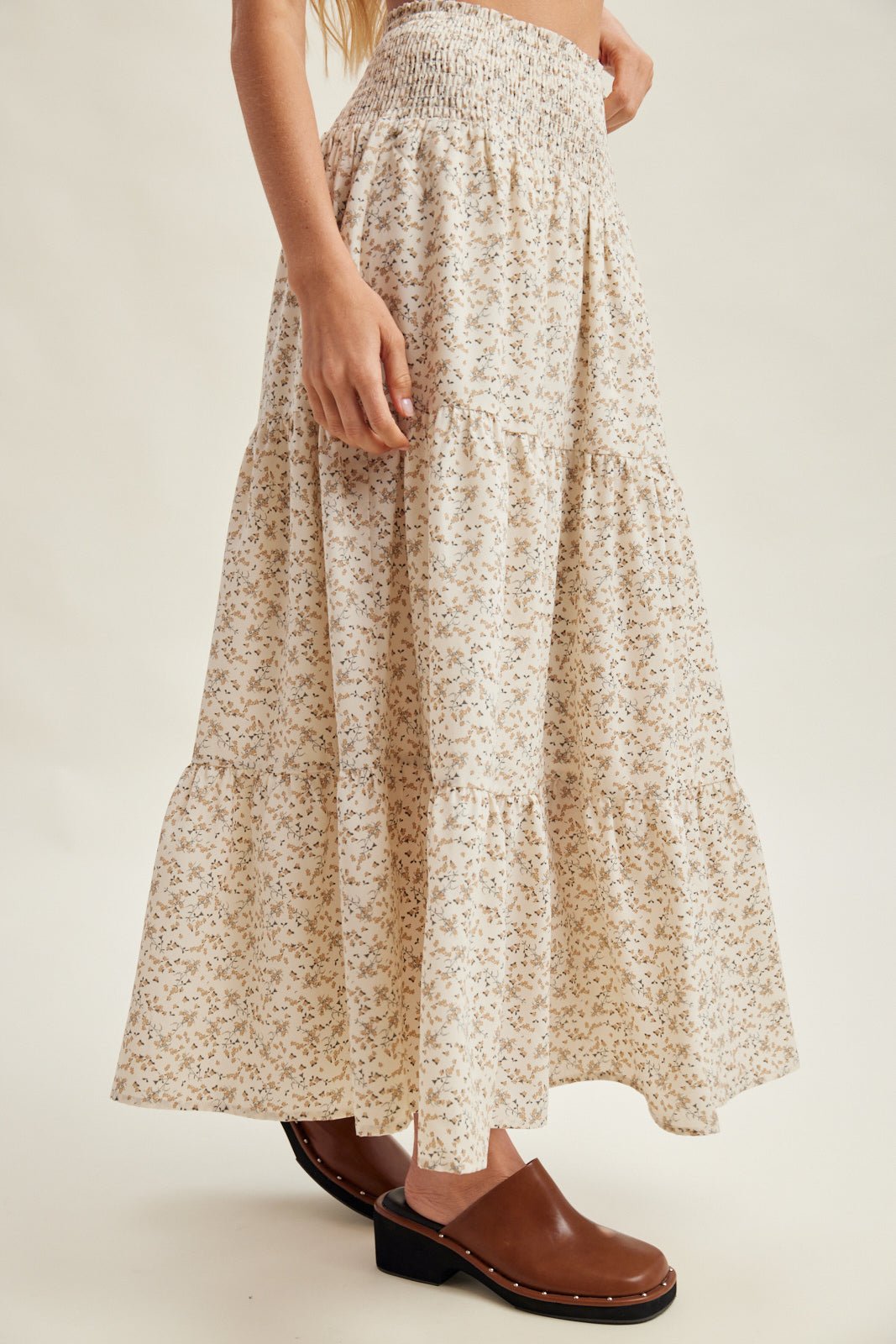 Dustlight Smocked Tiered Midi Skirt - Westly