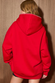 Eartha Embroidered Oversized Hoodie in Red — product photo 07
