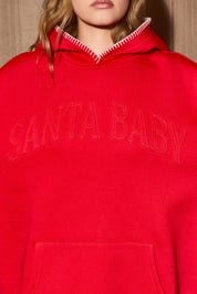 Eartha Embroidered Oversized Hoodie in Red — product photo 09