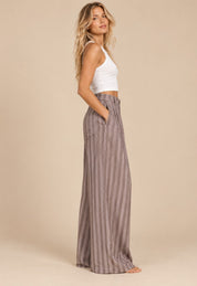 Eastport Pleated Stripe Wide Leg Trousers - Westly