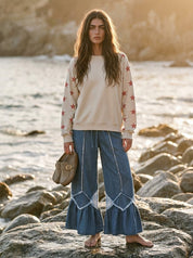 Easy Breezy Ruffle Bottom Washed Chambray Pants - Westly