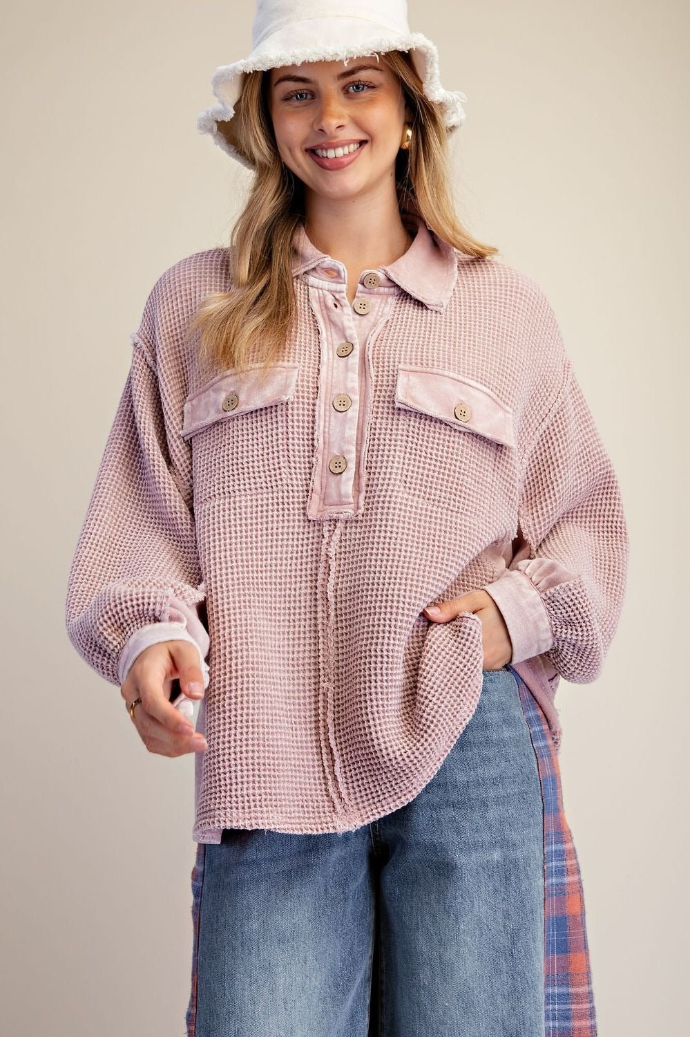 Easy Street Washed Thermal Knit Top - Westly