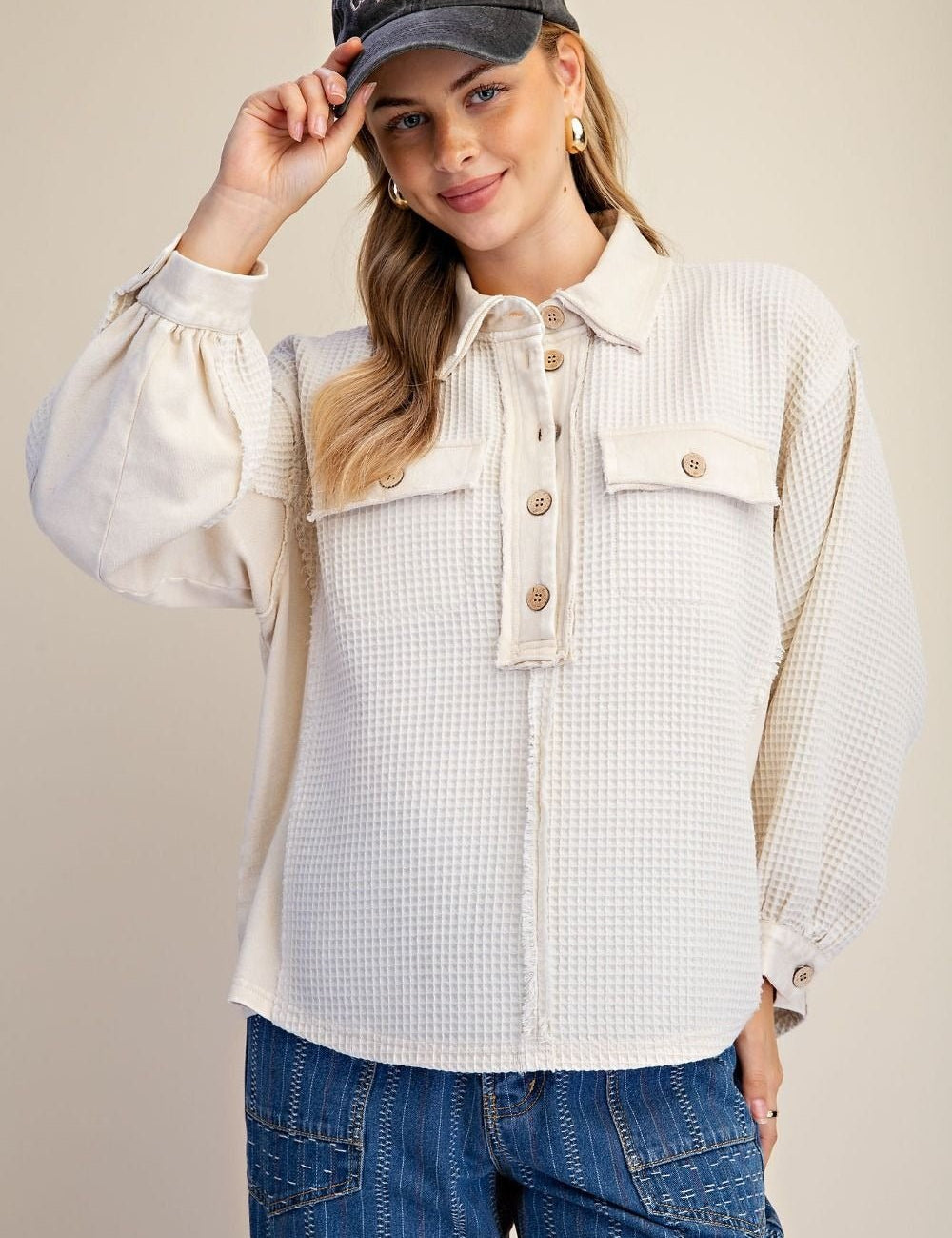 Easy Street Washed Thermal Knit Top - Westly