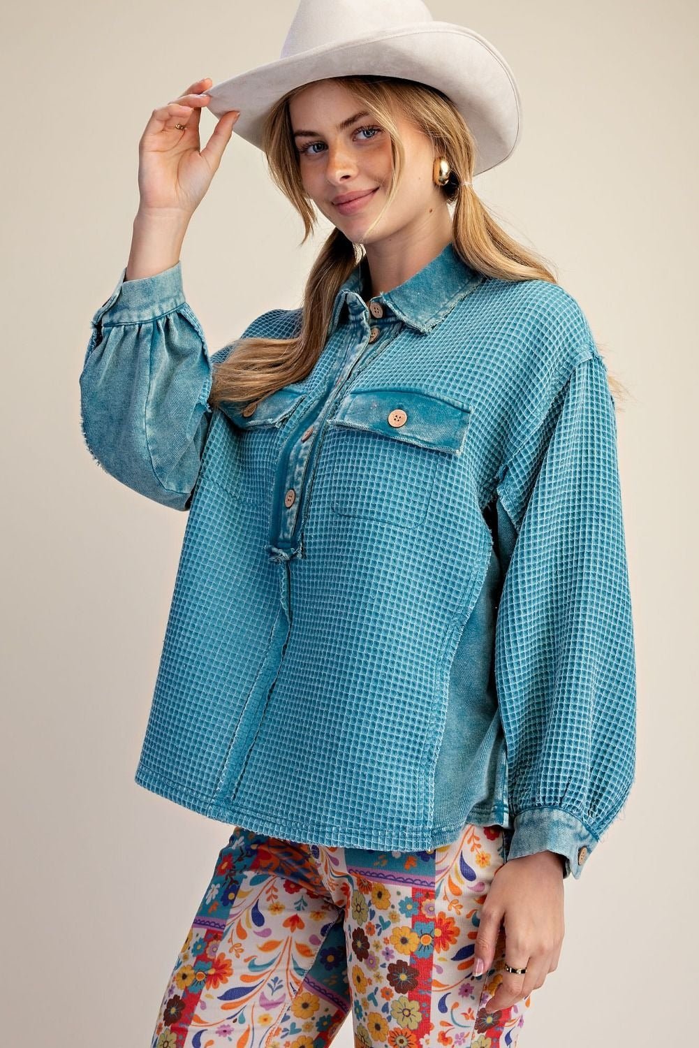 Easy Street Washed Thermal Knit Top - Westly