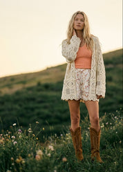 Eden Scallop Edge Embroidery Floral Print Shorts - Westly