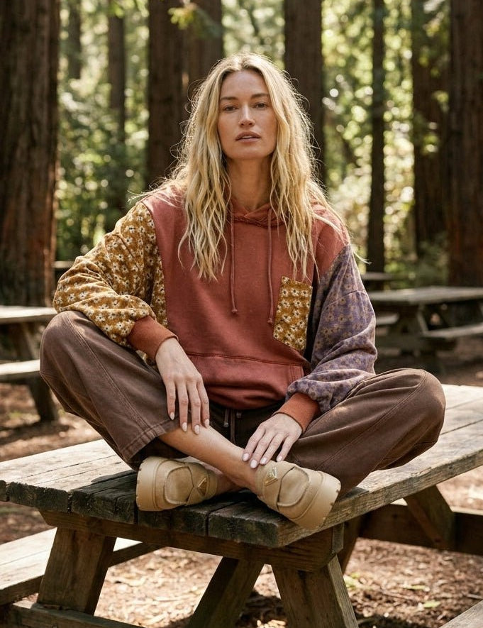 Eleanor Quilt Patch Terry Hoodie - Westly