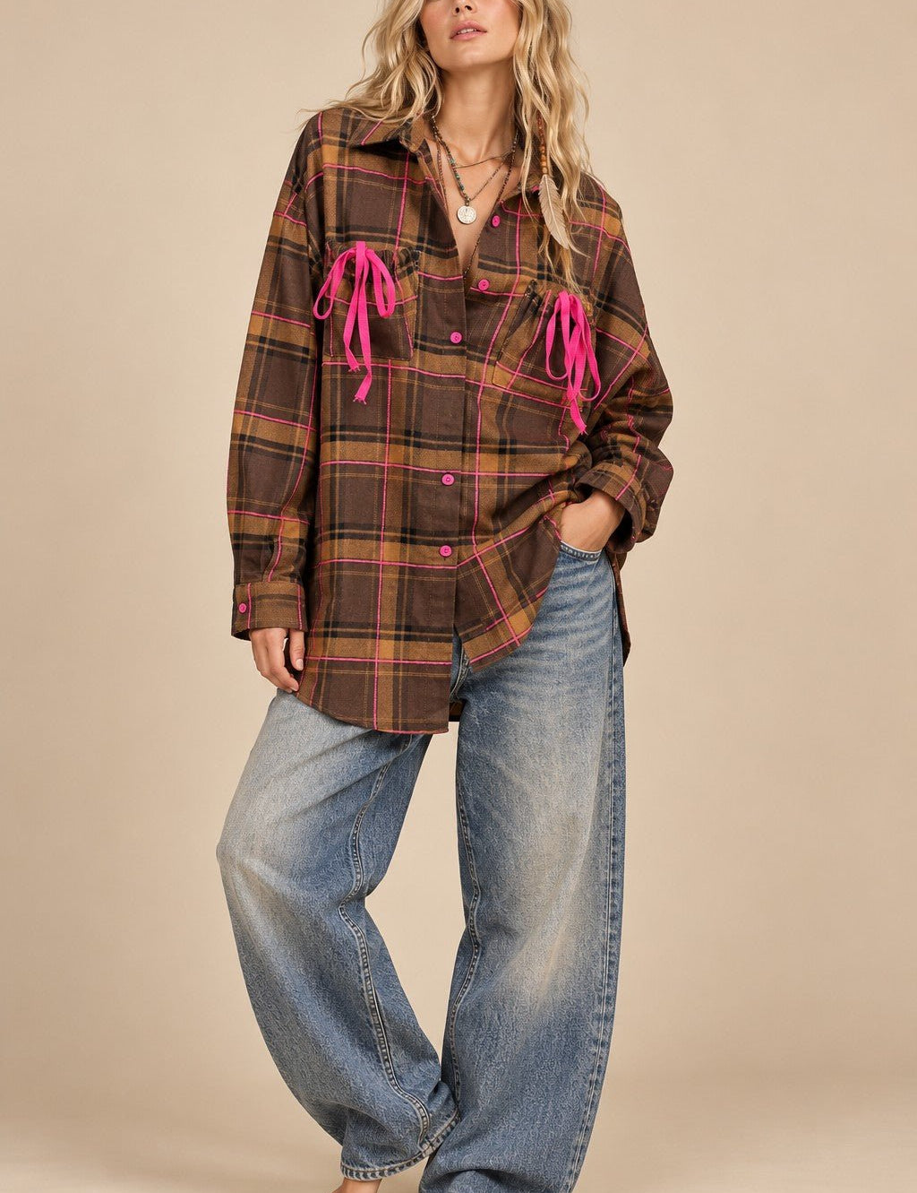 Electric Avenue Neon Accent Plaid Shirt - Westly