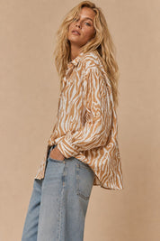 Eliza Abstract Print Crinkle Shirt - Westly