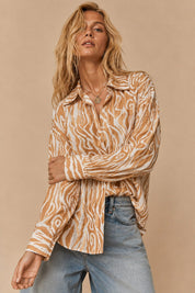 Eliza Abstract Print Crinkle Shirt - Westly