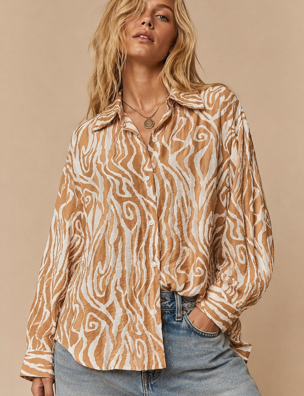 Eliza Abstract Print Crinkle Shirt - Westly