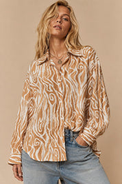 Eliza Abstract Print Crinkle Shirt - Westly